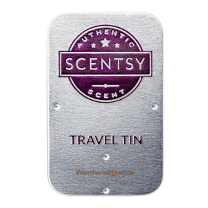 scentsy weathered leather tin