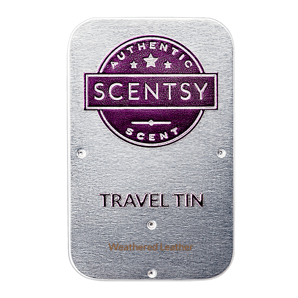 scentsy weathered leather tin