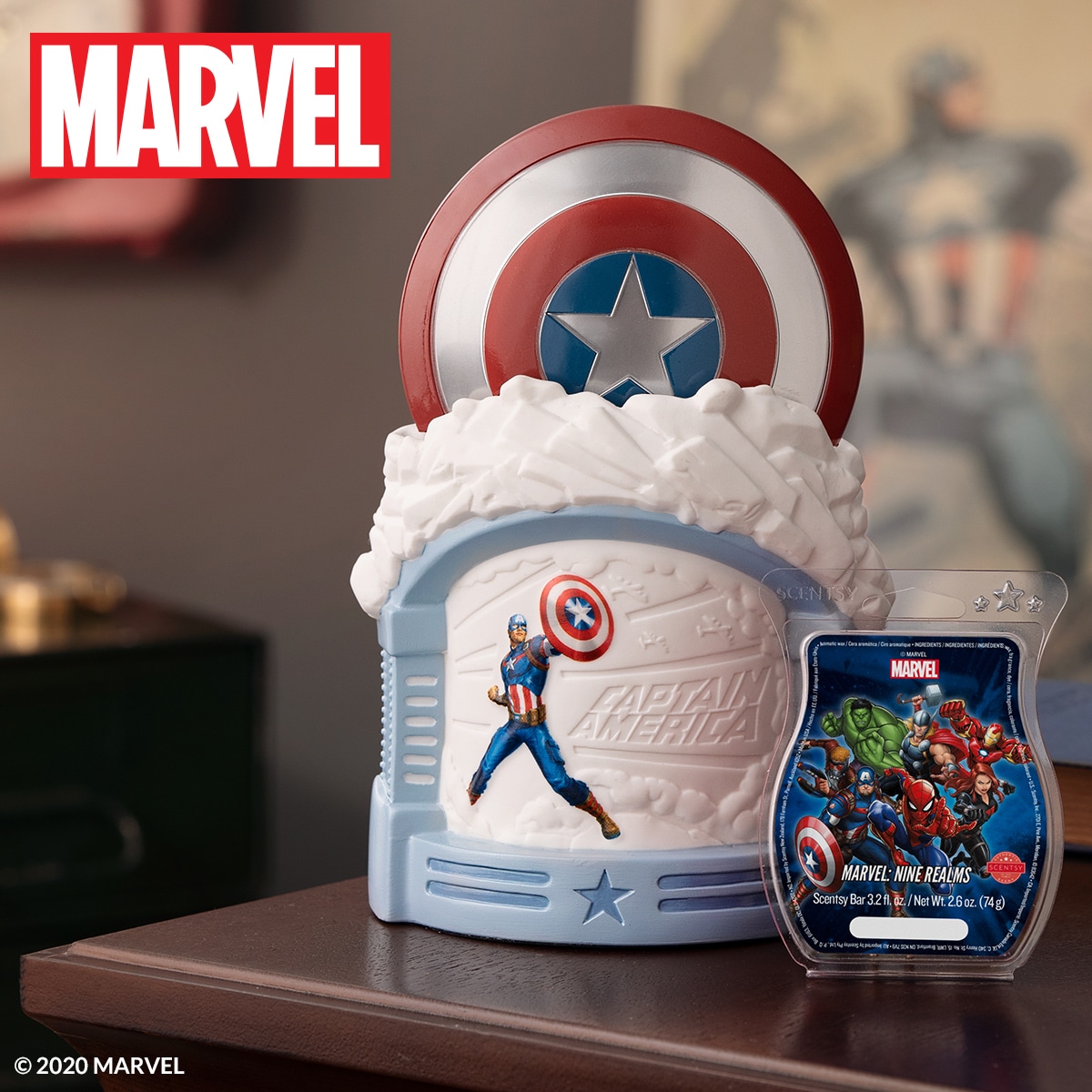 Scentsy Captain America Warmer Shop Marvel Collection