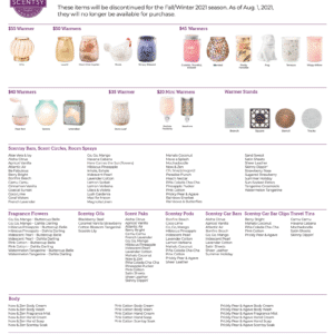 Scentsy list of discontinued