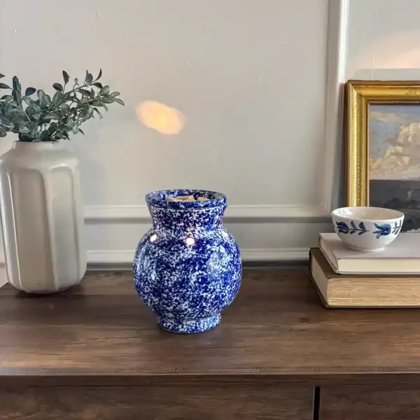 blue spongeware warmer styled