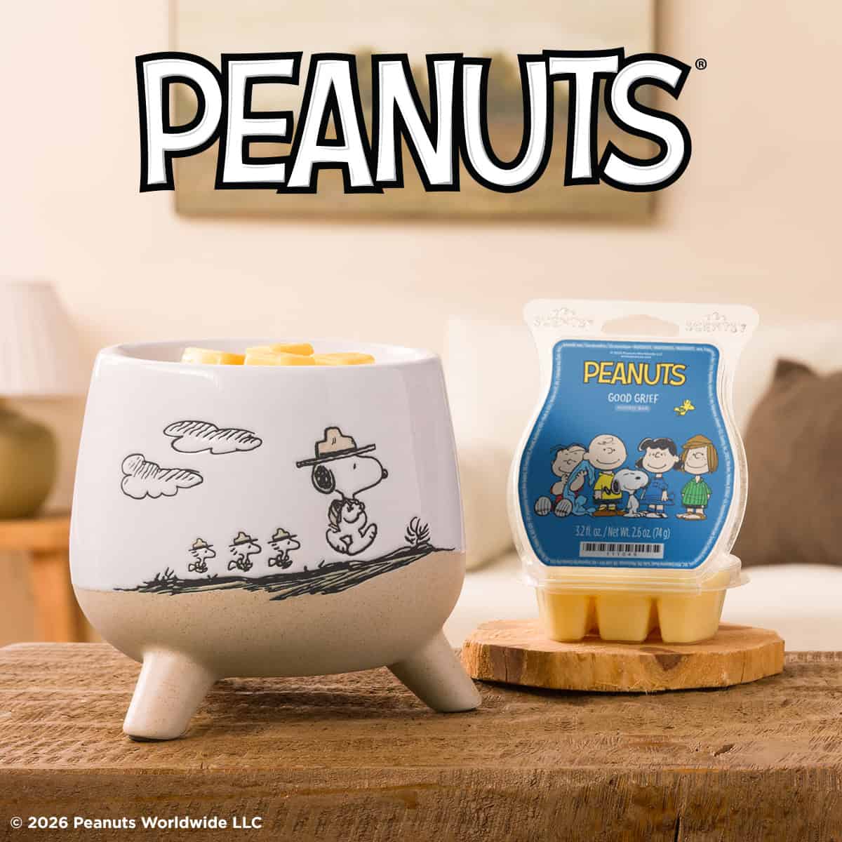 Scentsy Peanuts BeagleScouts Warmer GoodGrief Wax Logo